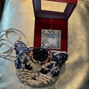 Reed & Barton cat picture frame & kiddy cat purse